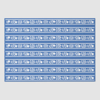 Papel De Seda Blue Bone Inlay Floral Border Decoupage Paper
