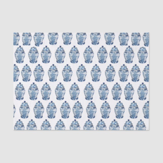 Papel De Seda Blue Chinoiserie Ginger Jar Jars  (Frente )