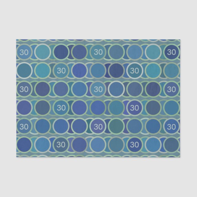 Papel De Seda Blue Circles Pattern Custom Birthday Age (Frente )