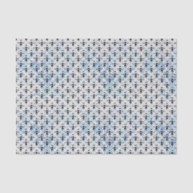 Papel De Seda Blue Damask Queen Bee (Frente )