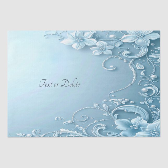 Papel De Seda Blue Decorative Floral Tissue Paper (Frente )