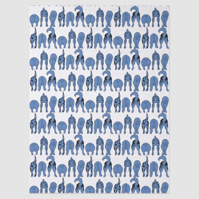 Papel De Seda Blue Dog Butts Pattern (Frente )