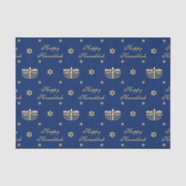 Papel De Seda Blue e Ouro Happy Hanukkah