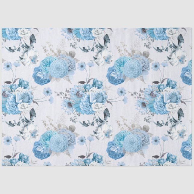 Papel De Seda Blue Floral Series Design 2 (Frente )
