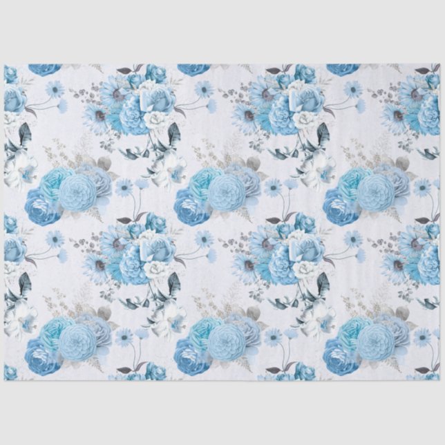 Papel De Seda Blue Floral Series Design 4 (Frente )