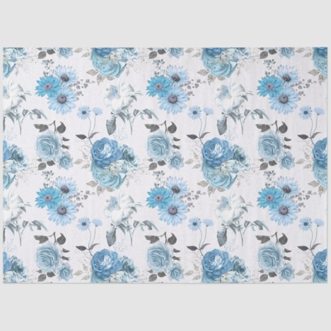 Papel De Seda Blue Floral Series Design 5 (Frente )