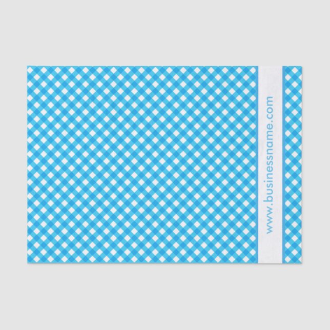 Papel De Seda Blue Gingham Custom Text (Frente )