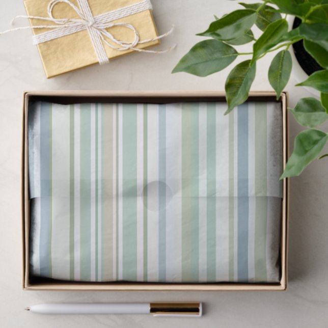 Papel De Seda Blue Green and white stripes (Presente)
