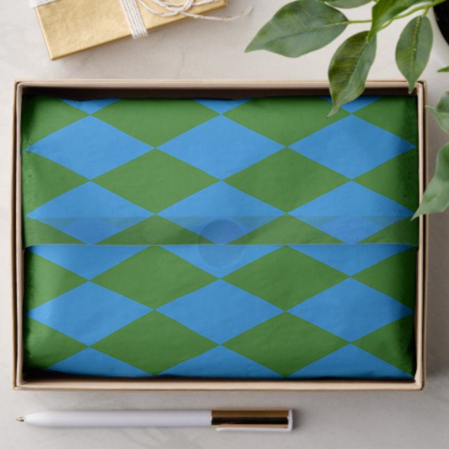 Papel De Seda Blue Green Harlequin Checkered Design  (Criador carregado)