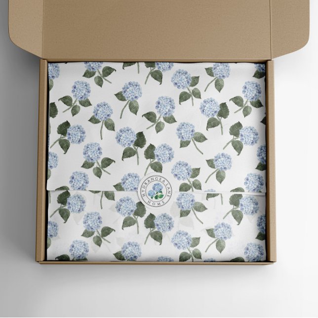 Papel De Seda Blue Hydrangea Bloom Floral (Hydrangea bloom blue tissue paper)