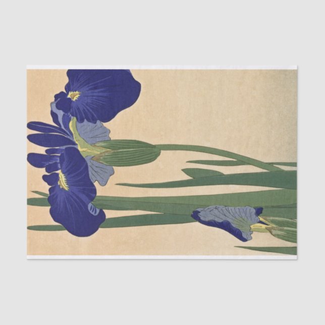 Papel De Seda Blue Irises de Ohara Koson (Frente )