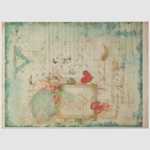 Papel De Seda Blue Love - Letra Vintage Ephemera No4