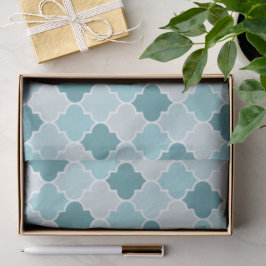 Papel De Seda Blue Marroquino Trellis, Laticework, Quatrefoil
