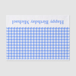 Papel De Seda Blue Modern Houndstooth com mensagem personalizada
