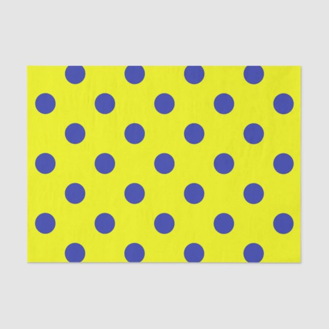 Papel De Seda Blue On Yellow Polka Dots Pattern Design  (Frente )