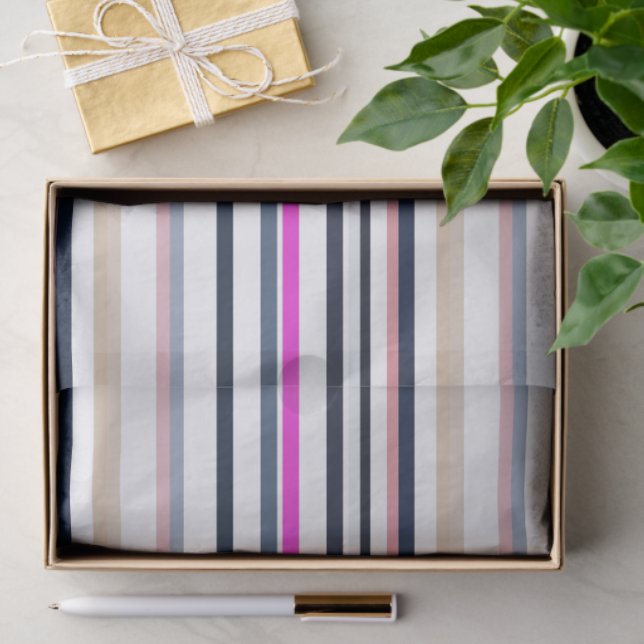 Papel De Seda Blue Pink and Sand Stripes (Presente)