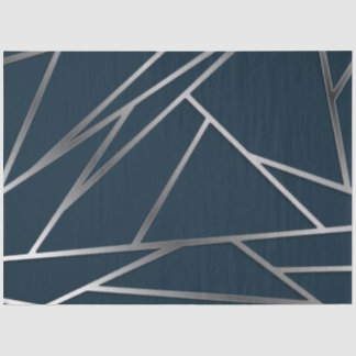 Papel De Seda Blue Silver Modern Geométrico