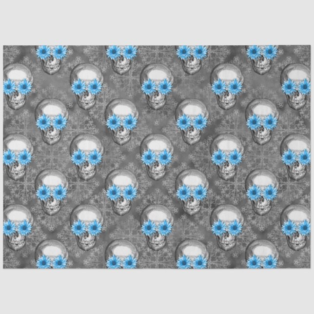 Papel De Seda Blue Skulls e Sunflower Series Design 5 (Frente )