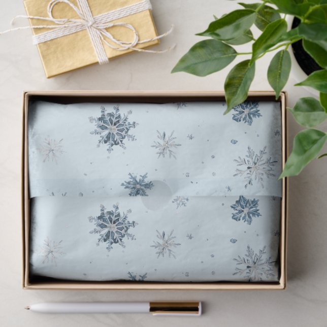 Papel De Seda Blue Snowflakes Christmas  (Presente)