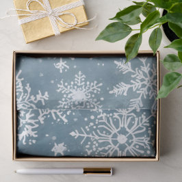 Papel De Seda Blue Snowflakes Watercolor Winter Holiday