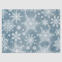Papel De Seda Blue Snowflakes Watercolor Winter Holiday