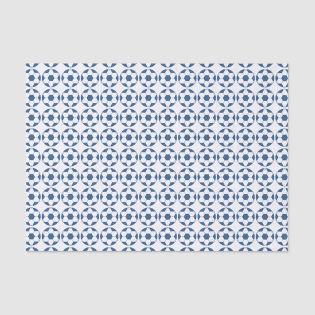 Papel De Seda Blue Soccer Footballs Pattern (Frente )