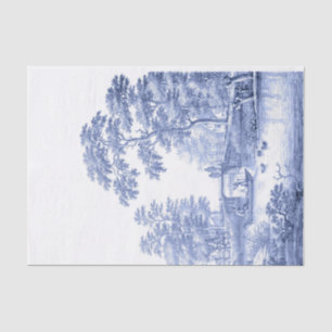 Papel De Seda Blue Toile Vintage - Ponte Pastoral francesa I