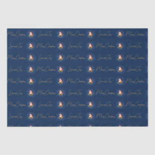 Papel De Seda Blue Vintage Feseset Papai Noel Feliz Natal