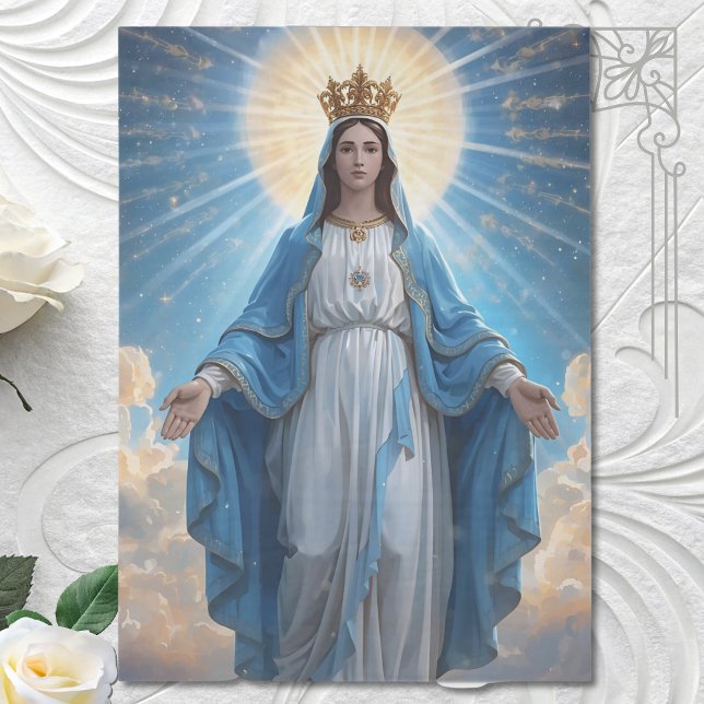 Papel De Seda Blue VIrgin Mary Heavenly (Criador carregado)