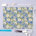 Papel De Seda Blue White Daisy Flowers Birthday<br><div class="desc">Blue White Daisy Flowers Birthday</div>