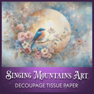 Papel De Seda Bluebird vitoriano e Dourada dissociação floral