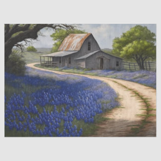 Papel De Seda Bluebonnets e o Velho Barno no Texas Decoupage