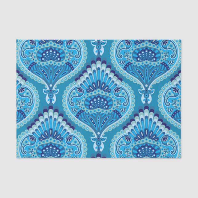Papel De Seda Blueish - Feathered Paisley (Frente )
