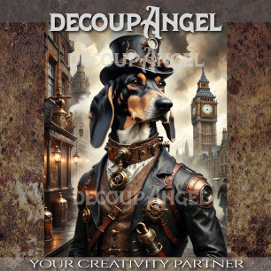 Papel De Seda Bluetick Conhound em Steampunk -Decoupage-