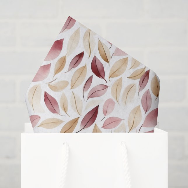 Papel De Seda Blush de Creme Dourado Folhas Vermelhas Aniversári (Sacola de presentes)