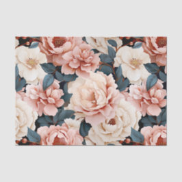 Papel De Seda Blush de padrão floral Elegante azul-rosa