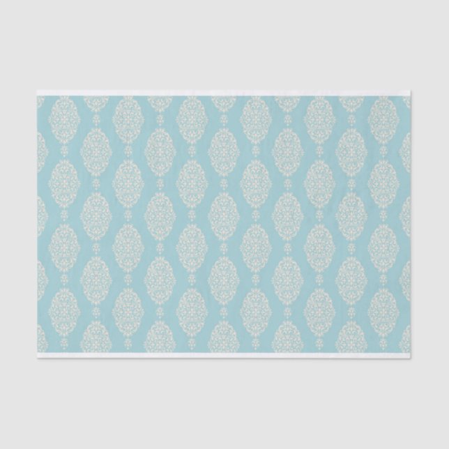 Papel De Seda Blush e Cor damasco azul (Frente )