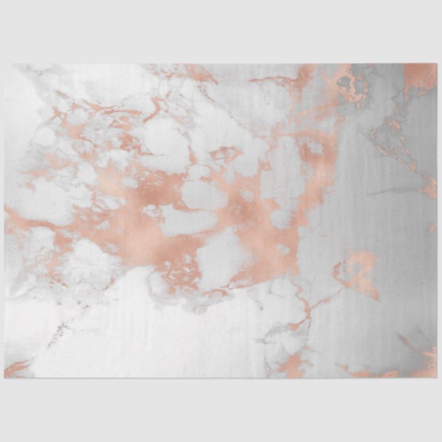 Papel De Seda Blush Glitter White Pink Marble Moderno (Frente )