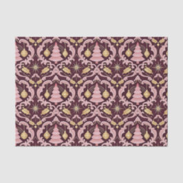 Papel De Seda Blush Pink and Burgundy Baroque Christmas Pattern