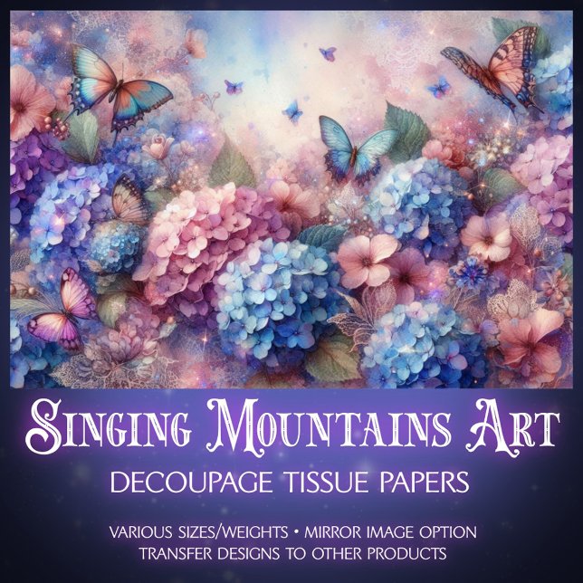 Papel De Seda Blush Pink Baby Blue Floral Butterfies Decoupage  (Criador carregado)