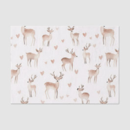 Papel De Seda Blush Pink Hearts Cream Deer Christmas
