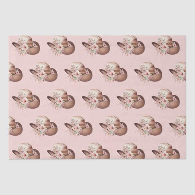 Papel De Seda Blush Pink Howgirl Floral Western Hats (Frente )