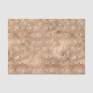 Papel De Seda Blush Rosa Dourado Folhas de Ginkgo Elegante Botân