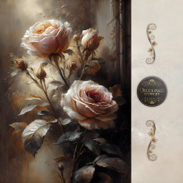 Papel De Seda Blush Stillness Roses Decoupage