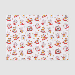 Papel De Seda Boa Sorte Maneki Neko Cats