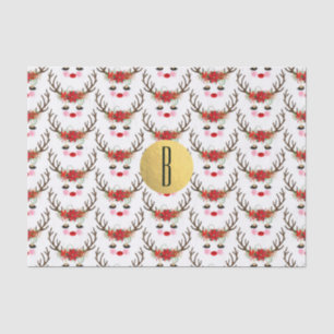 Papel De Seda Bochechas Rosadas Olhos Dourados Rena Floral Féria