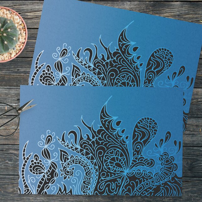 Papel De Seda Boêmia de Hippie Doodle com Abstrato Tribal Desenh (Criador carregado)