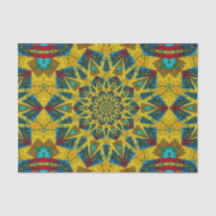 Boêmia Hippie Azul Amarelo Amarelo Floral Tribal