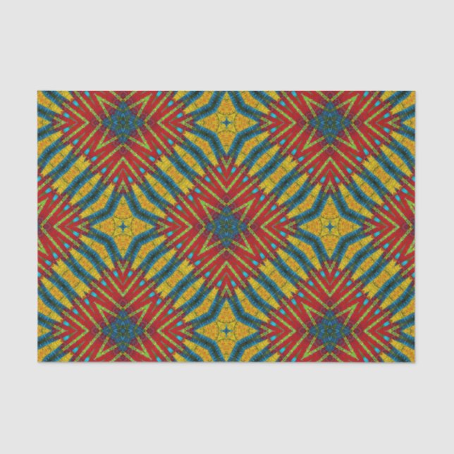 Papel De Seda Boêmia Hippie Vermelho Azul Amarelo Legal Tribal (Frente )