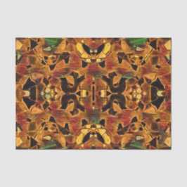 Papel De Seda Boêmio Tribal Marrom Verde Vermelho Mosaico
